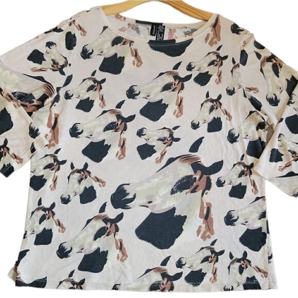 Lynn Ritchie Silk Blend Horse Animal Print Print 3/4 Sleeve Top XL - Picture 3 of 10
